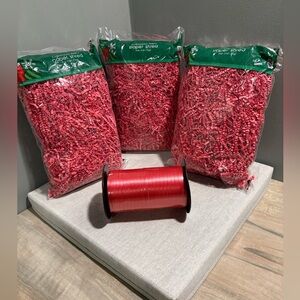 Red Paper Shred, Ribbon, Bow